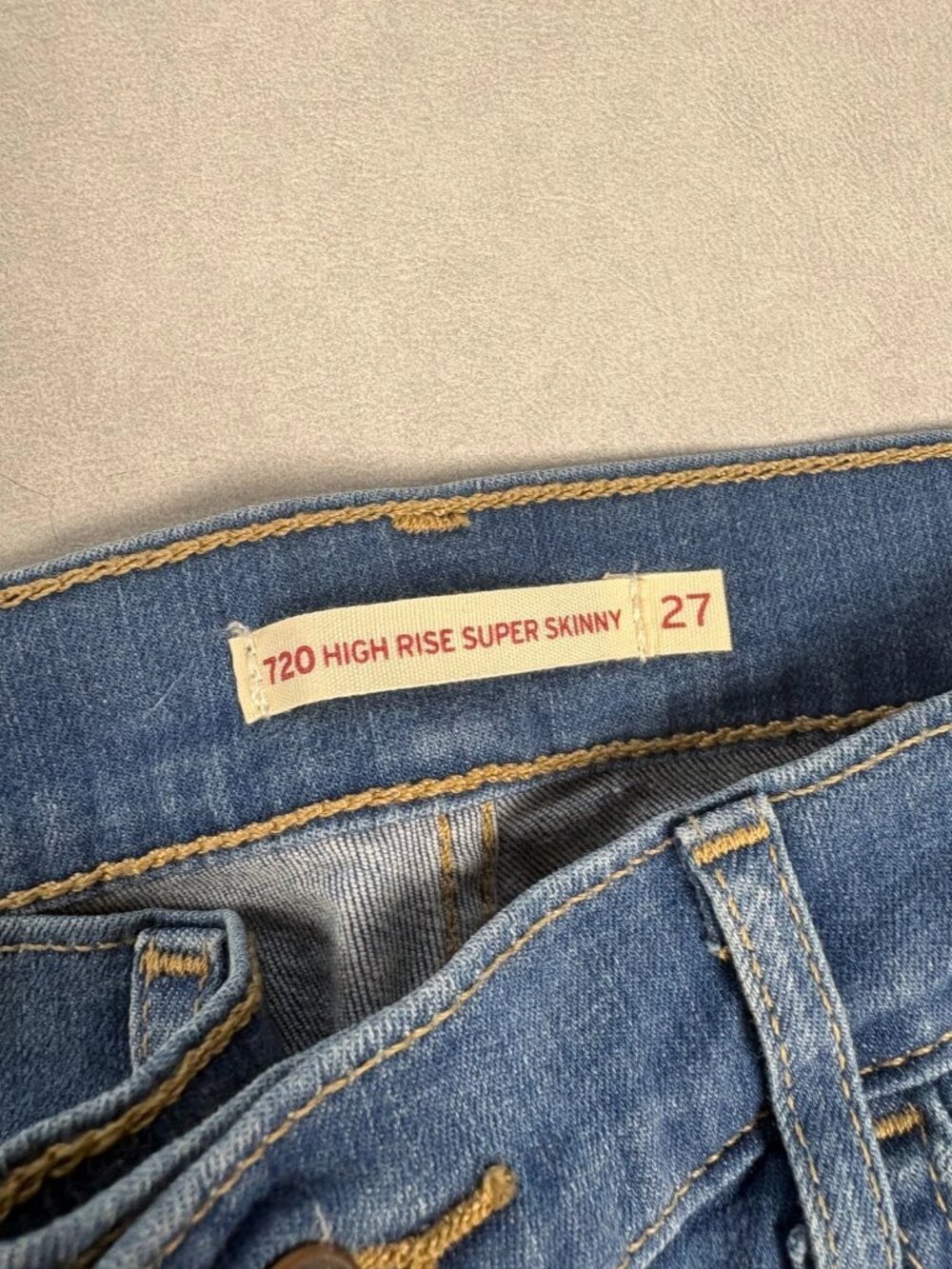 Levi Strauss & Co Womens Distressed High Rise Super Skinny Jeans Blue Size 27 - Picture 4 of 5